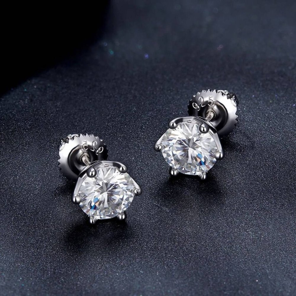 Certified 4ct Diamond Round Moissanite Stud Earrings NEW - Picture 4 of 10